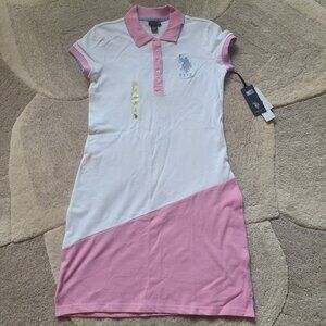 POLO Golf Sport Mini Dress in White / Pink - Size Small